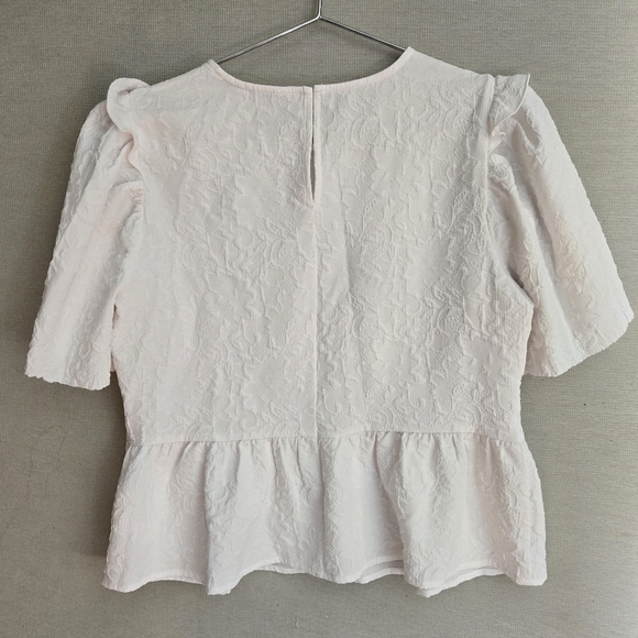 EXPRESS Puff Sleeved BabyDoll Blouse White Size M Used - Picture 2 of 6